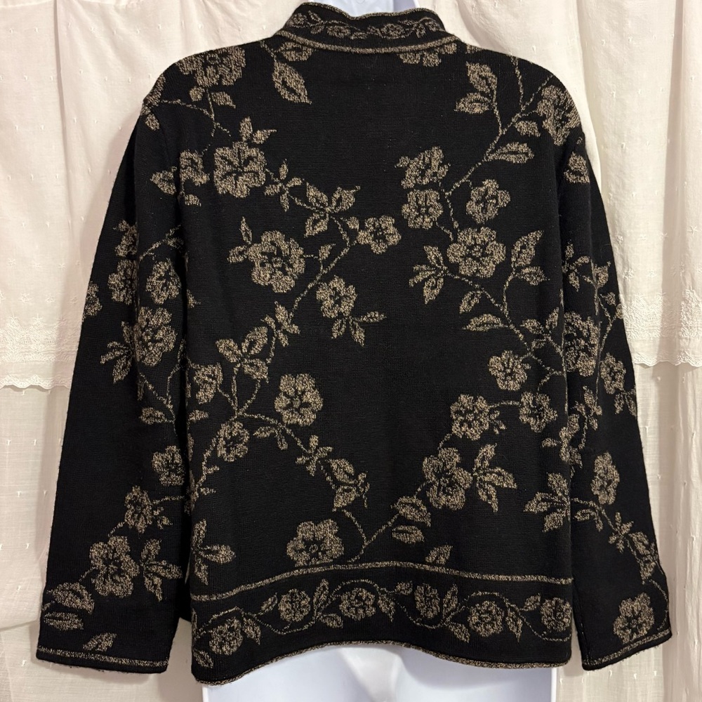 Talbots wool Cardigan Black & Golden Tan - Picture 13 of 13